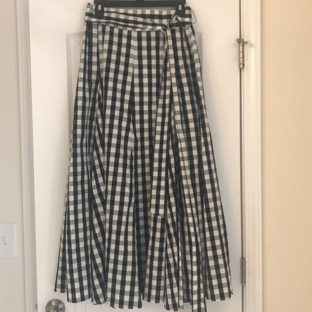 NWT Gingham Pleated Midi Skirt